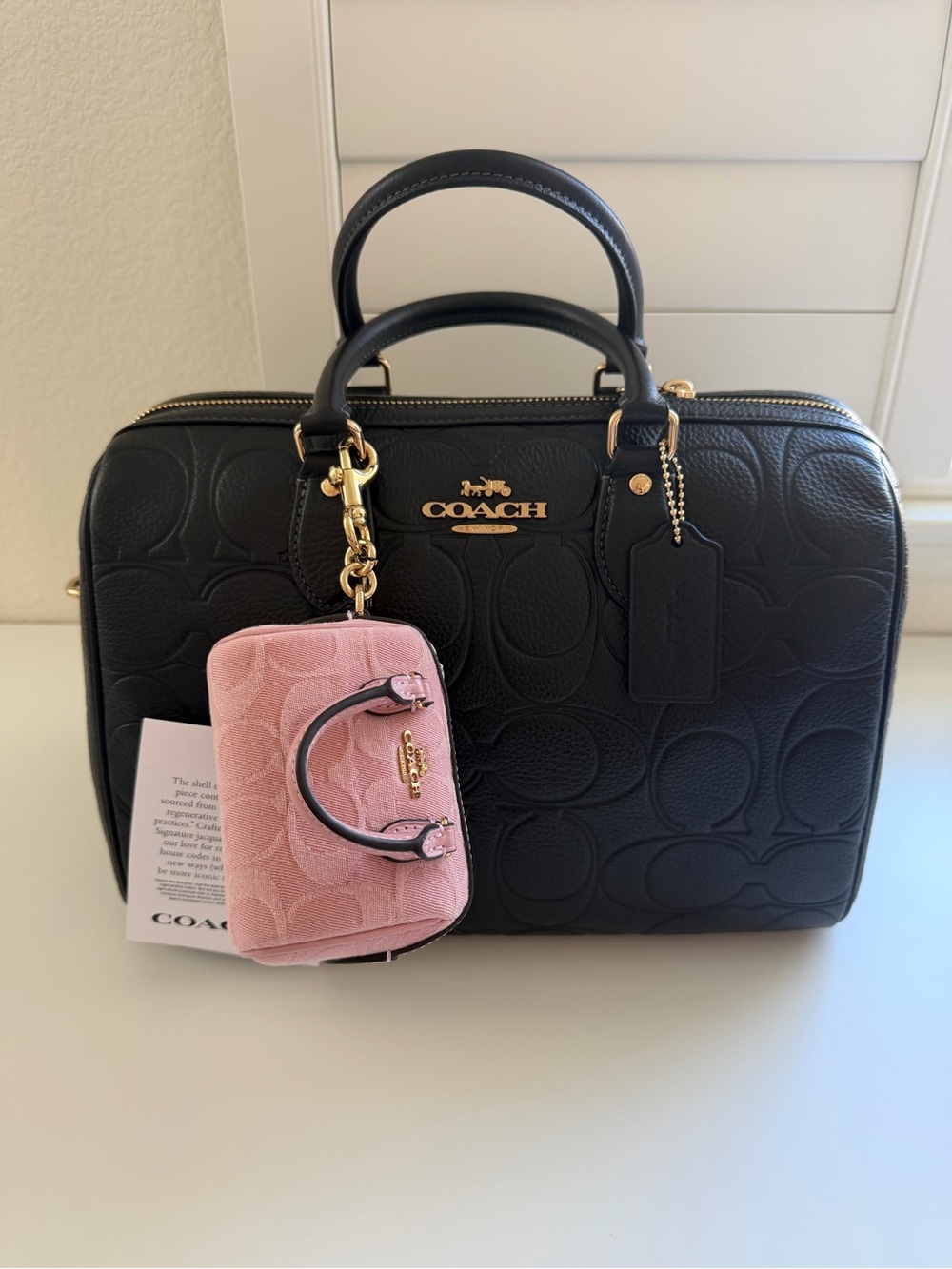 ❌SOLD❌ Coach Mini Rowan Bag Charm In Signature Denim - Picture 4 of 5